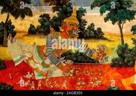 Colourful Wall Murals At The Royal Palace, Phnom Penh, Cambodia. Stock Photo