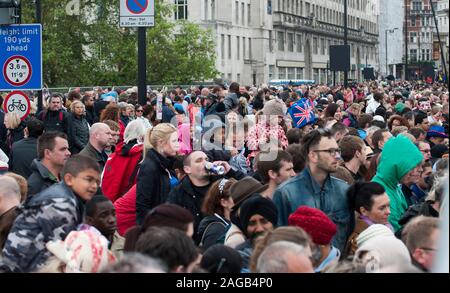 A thousand small boats join the Royal Family for The Pageant on the River Thames in 2012  to celebrate the Diamond Jubilee of Elizabeth II being the 60th anniversary of the accession of Her Majesty  Queen on 6 February 1952. Stock Photo