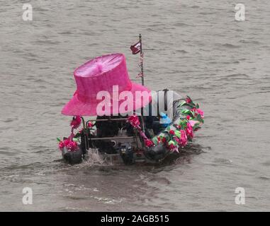 A thousand small boats join the Royal Family for The Pageant on the River Thames in 2012  to celebrate the Diamond Jubilee of Elizabeth II being the 60th anniversary of the accession of Her Majesty  Queen on 6 February 1952. Stock Photo