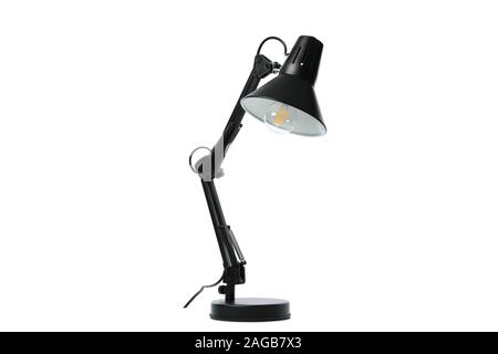 Beautiful black table lamp isolated on white background Stock Photo