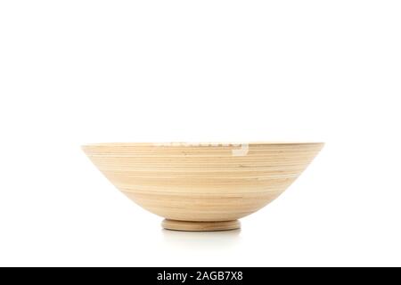 Big empty wooden bowl isolated on white background Stock Photo