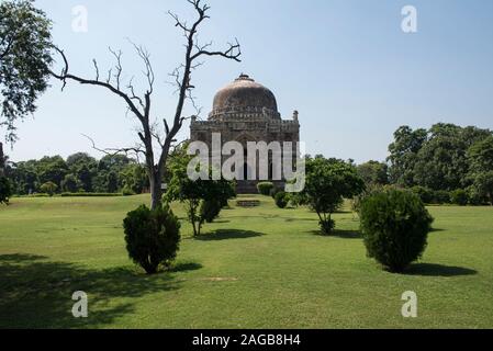 The 15th Century Shish Gumbad mausoleum in Lodhi Gardens Delhi Stock Photo