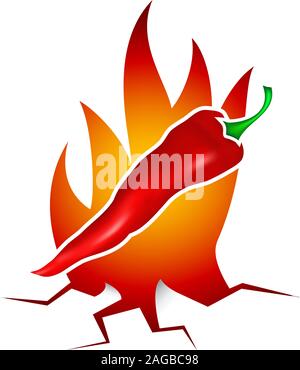 Red hot pepper in fire Stock Vector