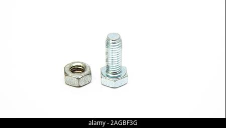 Bolts and nuts isolated on a white background. Stock Photo