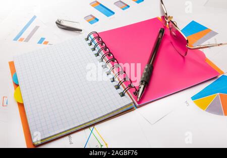 Open notebook with blank pages, business concept Stock Photo