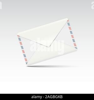 Detailed mail envelope on a light grey background. Vector illustration Stock Vector