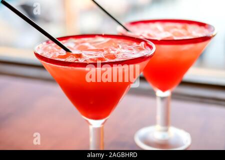 Strawberry margarita cocktails. Stock Photo