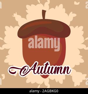 Acorn design, Autumn season nature ornament garden decoration and thanksgiving day theme Vector illustration Stock Vector