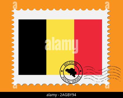 Belgium Flag Postage Stamp Vector illustration Eps 10 Stock Vector