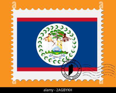 Belize Flag Postage Stamp Vector illustration Eps 10 Stock Vector