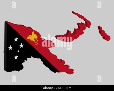 Papua New Guinea Map Flag Vector 3D Stock Vector