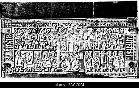 . Contributions to Old English literature. ver, proceeding tothe next, might easily forget the mx. Fugiant is miscut for-unt; afitatores is habitatores.    The inscription may be rendered: Here fight Titus and ? Wadstein also regards gibrojiger as the correct form, supporting it by areference to Brugmann, ii. § 320. What he means is not clear. Brugmannthere gives the ending Indog. -tres as the regular ending from which theGermanic nom. plur. is derived (as in ON. (Runic) dohtriR, ON. br^Sr);but this would have yielded a form with the umlaut ce in the root syllable, j I I I On the / of giupe Stock Photo