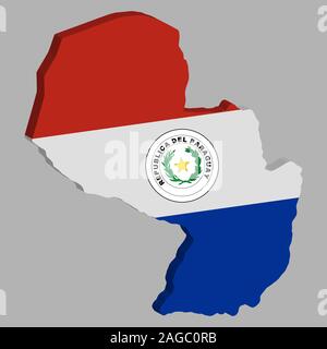 Paraguay Map flag Vector 3D illustration Eps 10 Stock Vector