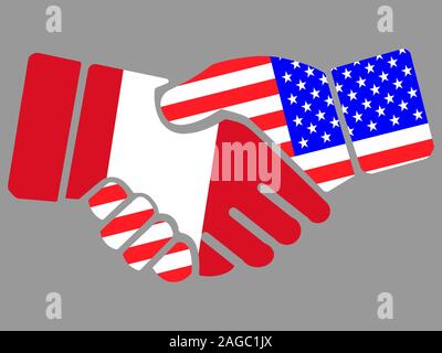 Peru and USA flags Handshake vector Stock Vector
