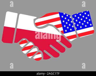 Poland and USA flags Handshake vector Stock Vector