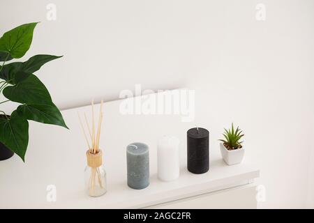 Composition of spa. Spa wellness objects arrangement Stock Photo