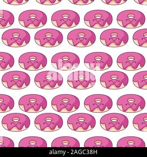 donuts cartoons background design, Kawaii expression cute character funny and emoticon theme Vector illustration Stock Vector