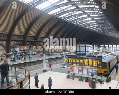When it opened in 1877, York Railway Station was the largest in the world; it is now a major stop on the East Coast Main Line. Stock Photo