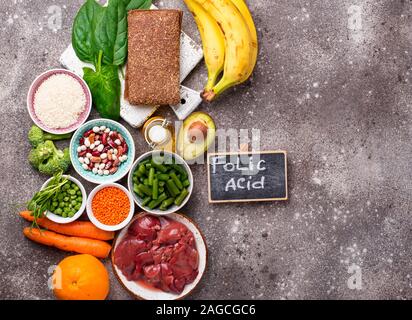 Food rich in folic acid Stock Photo