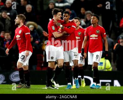 Marcus Rashford Side Manchester United's Marcus Rashford (10) celebrates scoring his side's ...