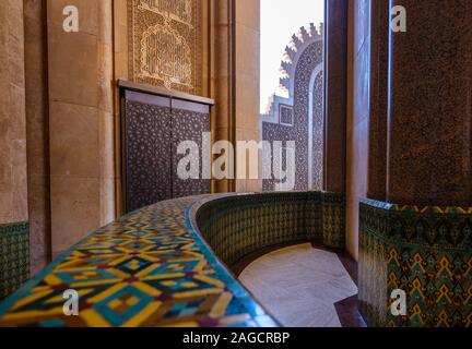 CASABLANCA, MOROCCO - CIRCA APRIL 2018: Interior of the Mosque Hassan II in Casablanca. Stock Photo