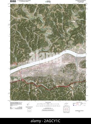 USGS TOPO Map Ohio WV Huntington 20110225 TM Restoration Stock Photo