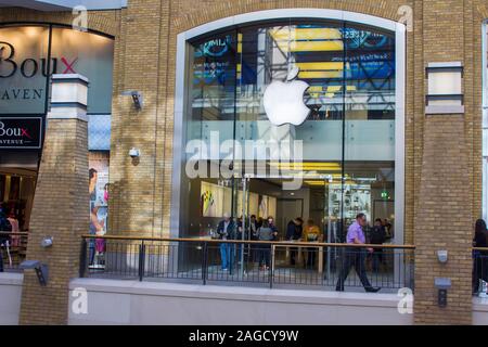 16 October 2019 The entrance to the Apple Store at Victoria Centre Belfast Northern Ireland. The centre hosts an array of up market shops, stores and Stock Photo