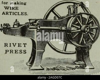 . Hardware merchandising January-March 1911. THIS IS ONE of the many kinds of Machines I supply for making WIRE ARTICLES vy MACHINERY DRAWING. NETT-ING. CRIMPING.CUTTING. WEAV-ING WIRE.. FOR Making Barb Wire. Bolts.Buckles, Coach Screws.Cotter Pins. Cut Nailsand Tacks, Door Mats.Electric-welded Chain. Furniture Springs,Hinges, Hooks. Locks,Nails, Rings. Rivets.Screws, Staples, WireNails, Wood Screws,and Any other Articlemade from WIRE. SEND FOR LISTS ED. BRAND Wire Machinery Specialist 472 Moss Lane East Manchester, Eng. Cable Address : Filierea, Manchester.Code used: A.B.C., 5th ert. HARDWARE Stock Photo