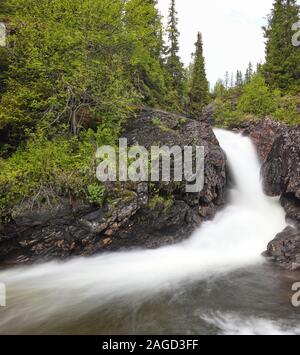 Waterfall on river Lillälven (Lillälvfallet?) in Bjurälven, Sweden Stock Photo