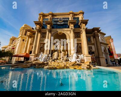 Las Vegas, DEC 17:  Apollo Fountain of The forum Shops on DEC 17, 2019 at Las Vegas, Nevada Stock Photo