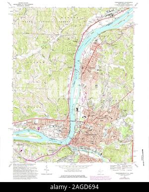 USGS TOPO Map Ohio WV Parkersburg 253077 1969 24000 Restoration Stock Photo