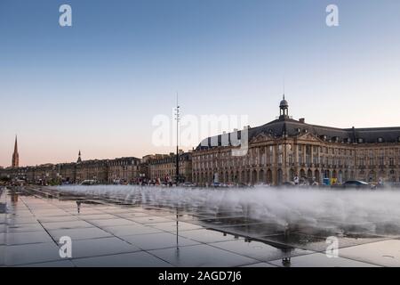Place de la Bourse and Fountain at sunset,  Bordeaux City, France