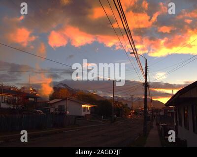 Puerto Williams (Chile), a fishing harbour in the Beagle Channel and also the world' southernmost village Stock Photo