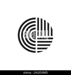 letter cd stripes geometric circle linear logo vector Stock Vector