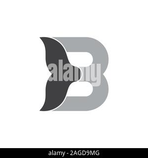letter b fish whale tail design symbol vector Stock Vector