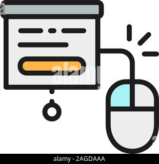 Presentation whiteboard control flat color line icon. Stock Vector
