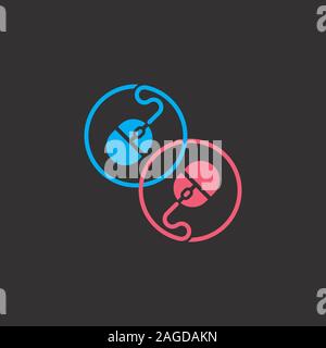 linked pc mouse cable symbol logo vector Stock Vector