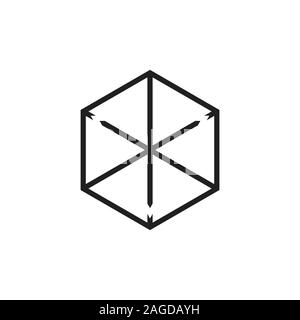 box hexagonal lines art simple logo vector Stock Vector