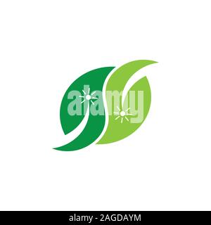 leaf sun curves geometric logo vector Stock Vector