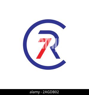 text cr7 simple geometric line logo vector Stock Vector