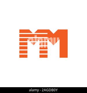 letter mm stripes motion logo vector Stock Vector