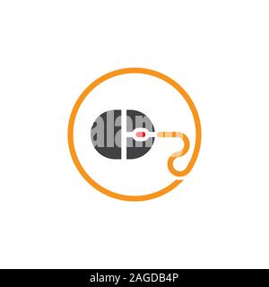 mouse circle line symbol logo vector Stock Vector