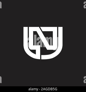 letter un simple linked geometric line logo vector Stock Vector