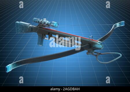 Visualization 3d cad model of crossbow, 3D rendering Stock Photo