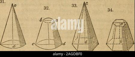 . Haswell's engineers' and mechanics' pocket-book ... tion passesobliqvAy through the cylinder^ abed. Rule.—Multiply the area of the base of the cylinder by half thesum of the greater and less heights a e, of of the ungula, and theproduct is the solidity. When the Section passes through the base of the Cylinder and one of itssides—fig. 29, a be. Rule.—Frorii | of the cube of the right sine a d, of half the arcag of the base, subtract the product of the area of the base, and thecosine df of said half arc. Multiply the difference thus found bythe quotient of the height, divided by the versed sin Stock Photo