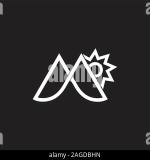 letter m mountain sun linear logo vector Stock Vector