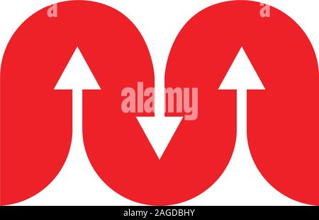 letter m flow arrow process symbol logo vector Stock Vector