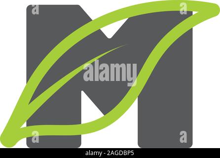 letter m curves leaf geometric logo vector Stock Vector