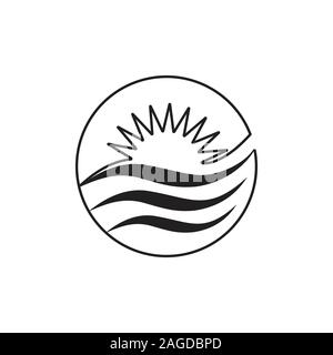 sun waves circle outline design vector Stock Vector
