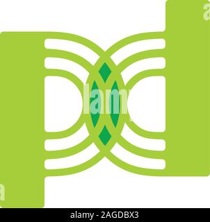 letter pd green leaf design symbol vector Stock Vector